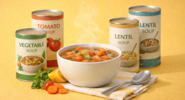 Canned and sachet soups made with natural, vegan and organic ingredients