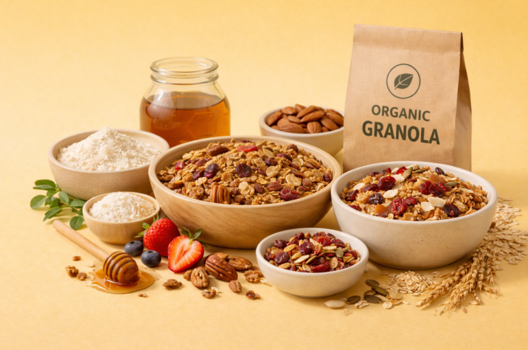 Organic and vegan granolas made with natural ingredients