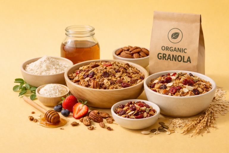 Organic and vegan granolas made with natural ingredients